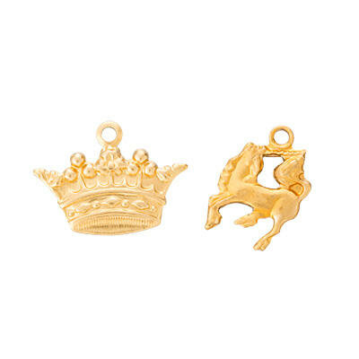 Brass Charm Crown & Small Unicorn