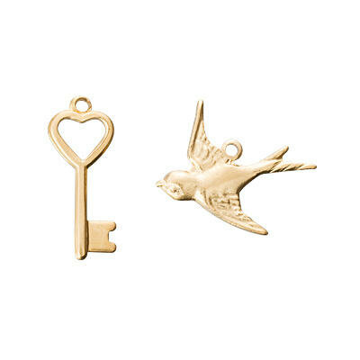Brass Charm Bird & Key