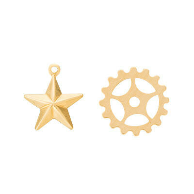 Brass Charm Gear & Star