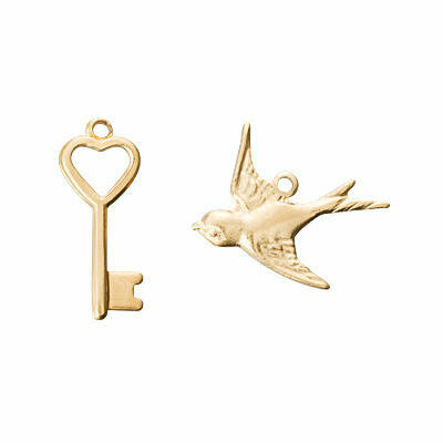 Brass Charm Bird & Key &ndash; foto van product