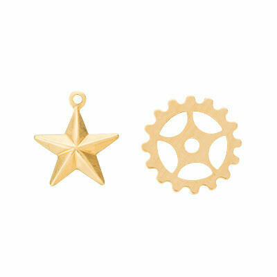 Brass Charm Gear & Star &ndash; foto van product