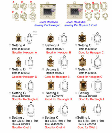 Setting for Jewel Mold Mini Hexagon F