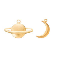 Brass Charm Saturn & Moon